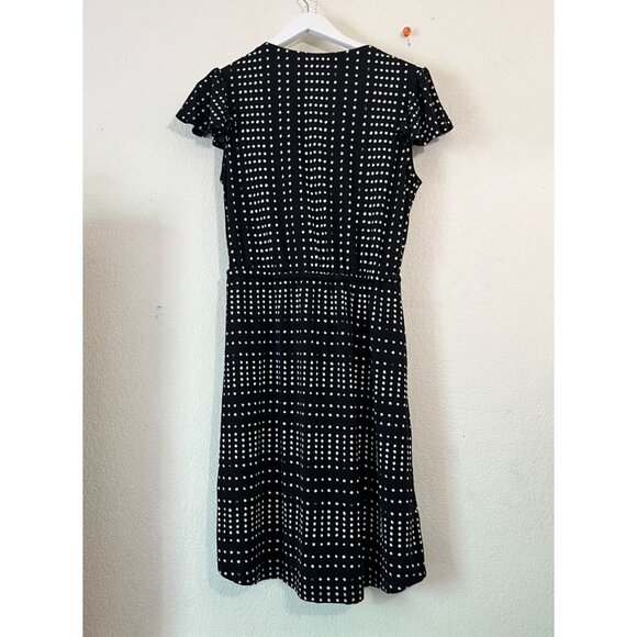 Tommy Bahama Womens Black White Polka Dot A-Line Faux Wrap Dress Medium Stretch - Picture 4 of 11